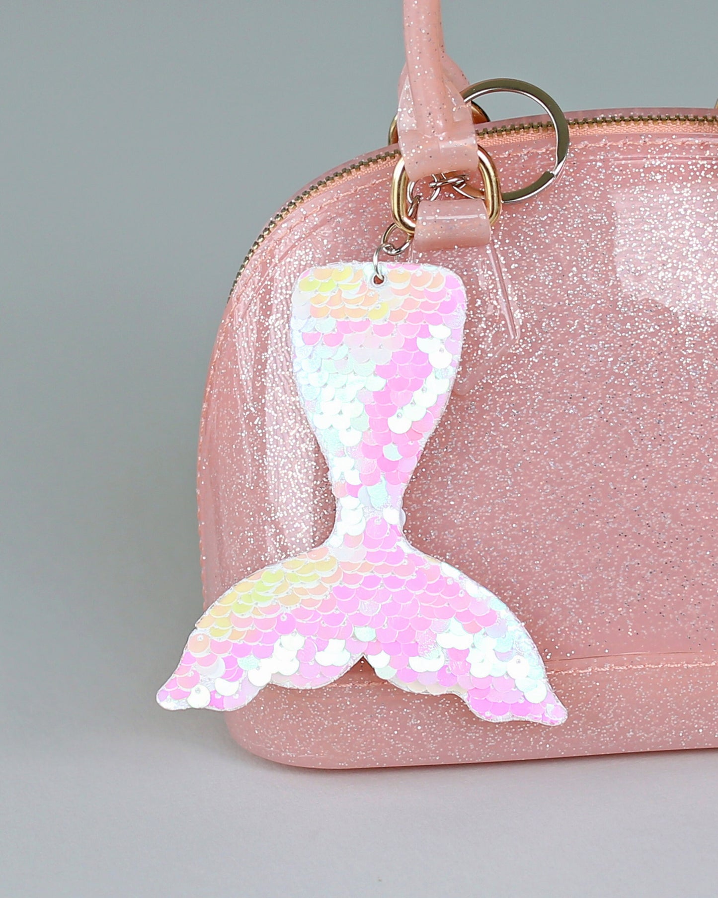 White Sequin Mermaid Tail Keychain- Mermaid keychain, keychain, gift for her, birthday gift, stocking stuffer, white keychain, bag charm