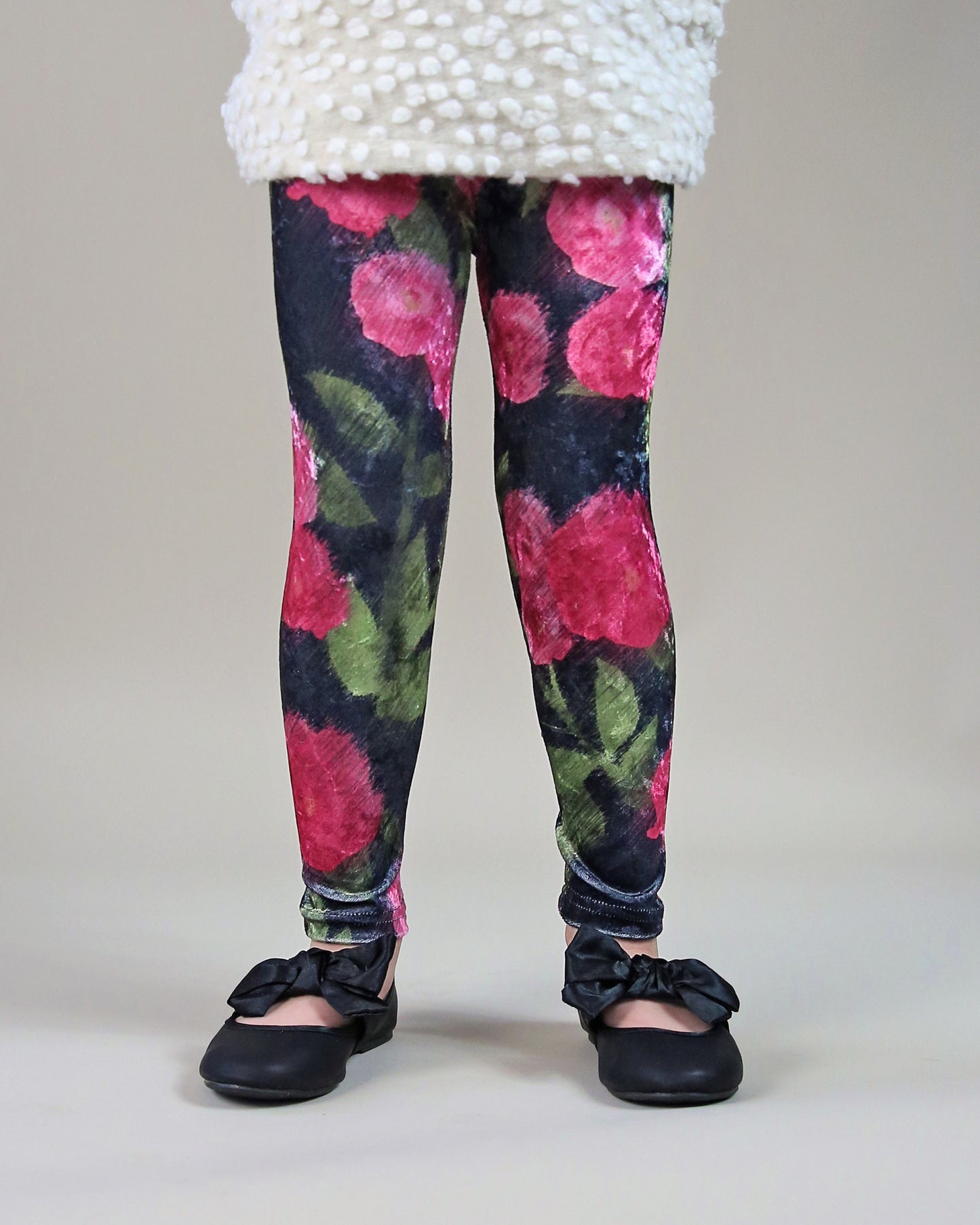 Velvet Leggings in Black Floral