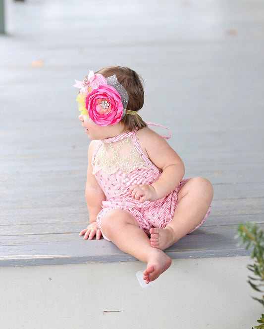 Pink Floral Baby Toddler Romper- Baby Gift, Toddler Romper, Baby Gift, Toddler Gift, Toddler Outfit, Baby Outfit, Girl Birthday Gift, Baby