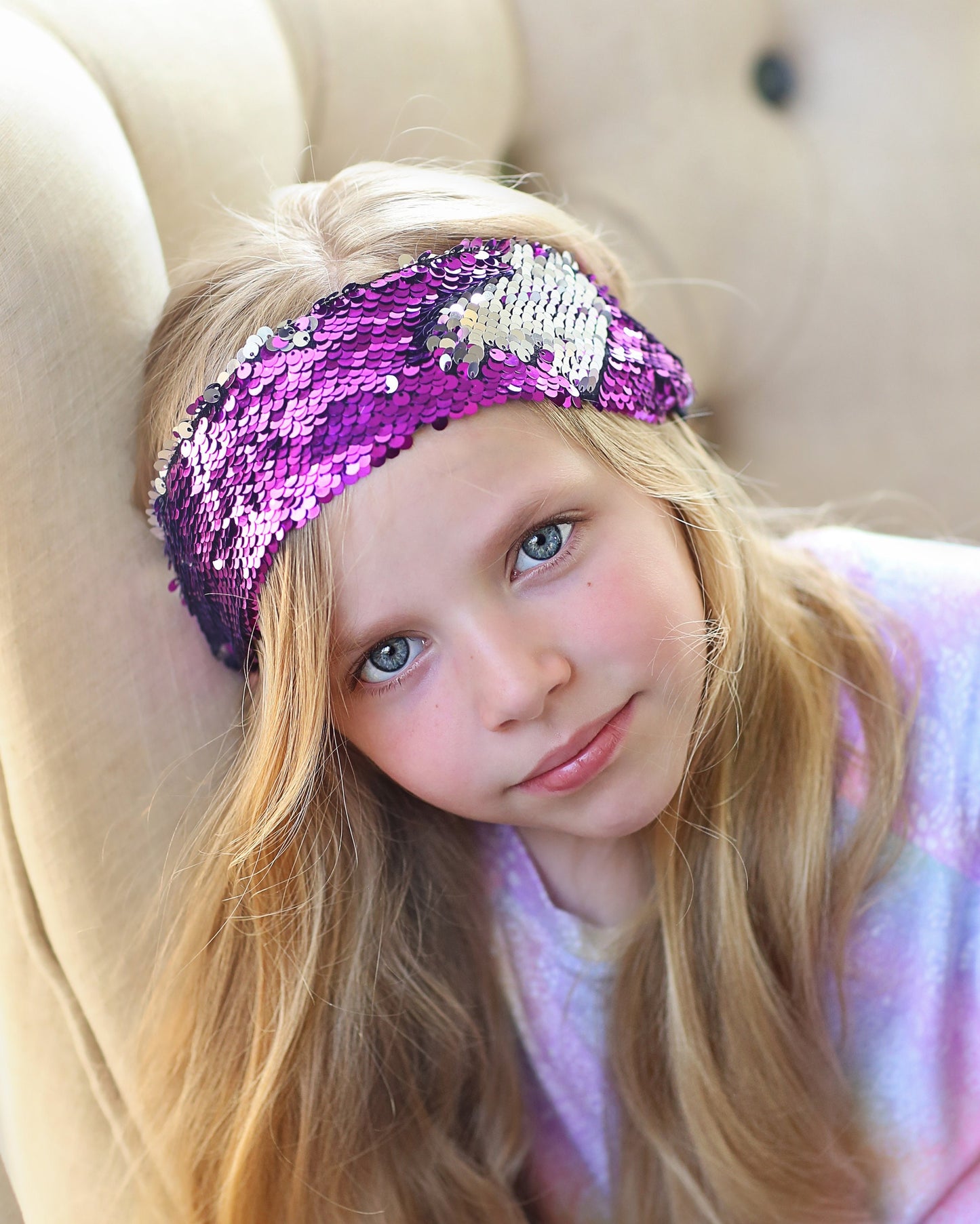 Purple Flip Sequin Headband- Sequin headband, birthday headband, birthday gift, birthday outfit, birthday outfit, statement headband,luxury