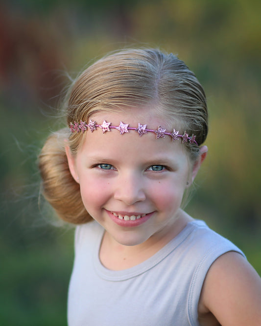 Pink Glitter Stars Headband- Glitter Headband, Pink Headband, Birthday Headband, Party Headband, Girl Birthday Gift, Gift for her, Dress up