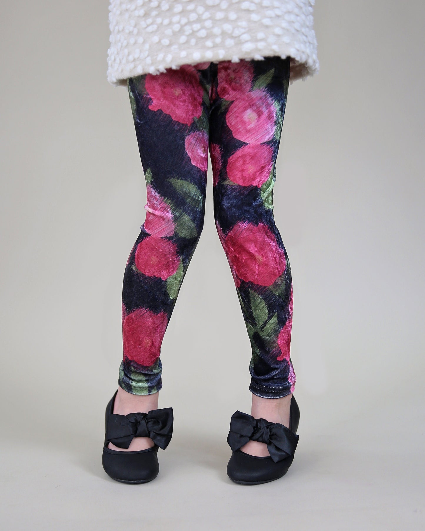 Velvet Leggings in Black Floral