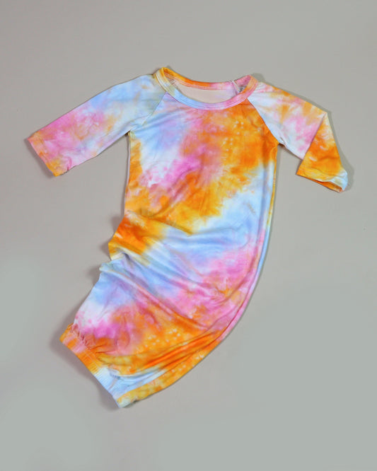 Tie Dye Gown for Baby- Baby Gown, Open bottom gown, sleepsuit, hospital outfit, sleep sack, easy changing baby gown, baby gift, newborn gown