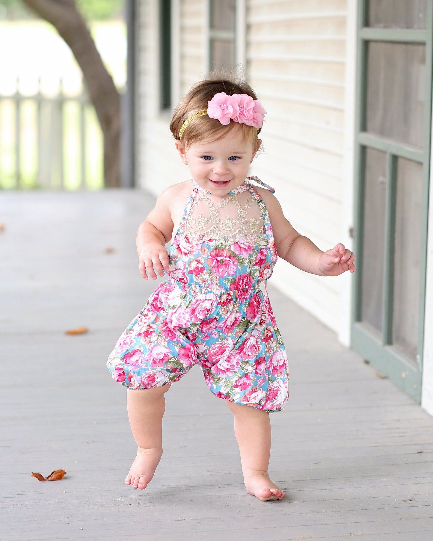 Teal Floral Baby Toddler Romper- Baby Gift, Toddler Romper, Baby Gift, Toddler Gift, Toddler Outfit, Baby Outfit, Girl Birthday Gift, Baby