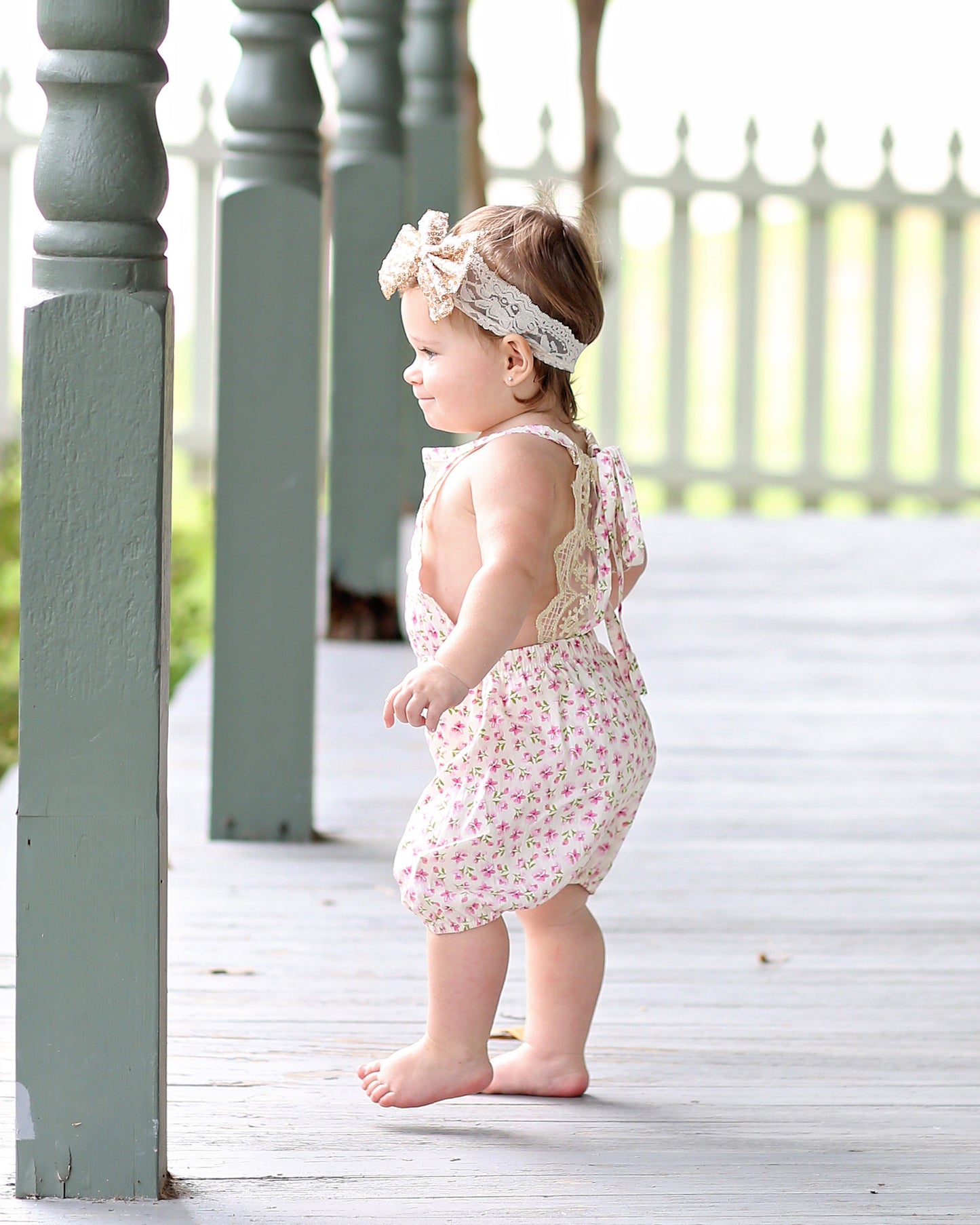 White Floral Baby Toddler Romper- Baby Gift, Toddler Romper, Baby Gift, Toddler Gift, Toddler Outfit, Baby Outfit, Girl Birthday Gift, Baby