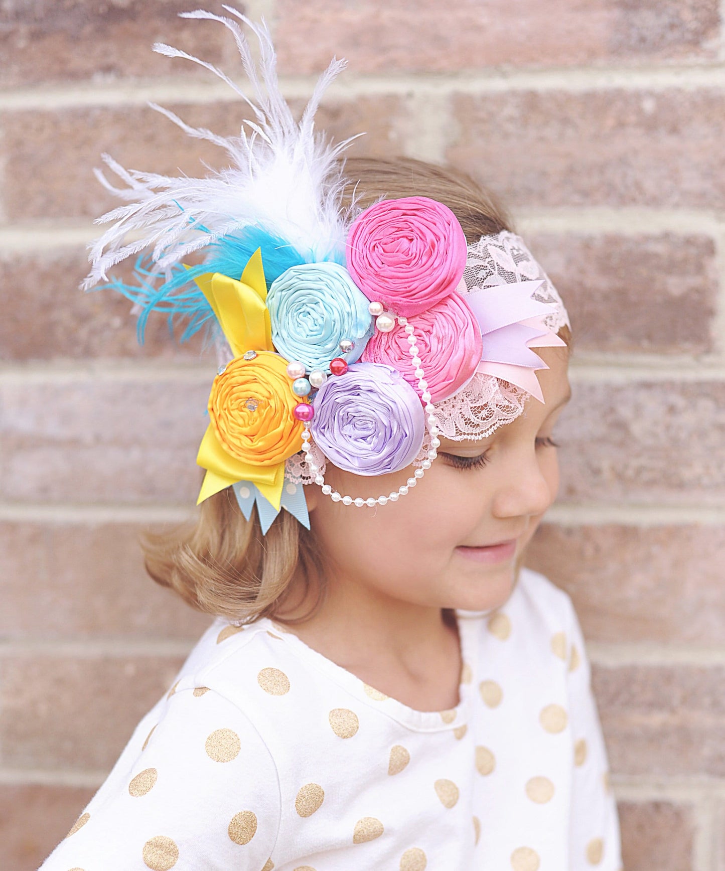 Pastel Flowers and Feathers Headband- Flower Headband, Flower Crown, Flower Headpiece, Flower Girl, Boho Flower Crown, flower crown headband
