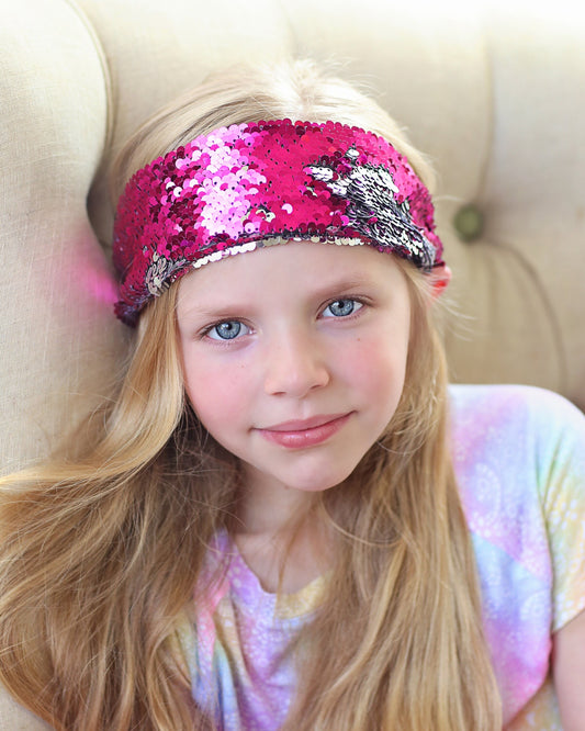 Pink Flip Sequin Headband- Sequin headband, birthday headband, birthday gift, birthday outfit, birthday outfit, statement headband, luxury